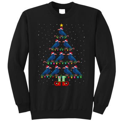 Christmas Tree Lights Santa Hat Elf Crow Xmas Tree Tall Sweatshirt