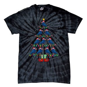 Christmas Tree Lights Santa Hat Elf Crow Xmas Tree Tie-Dye T-Shirt