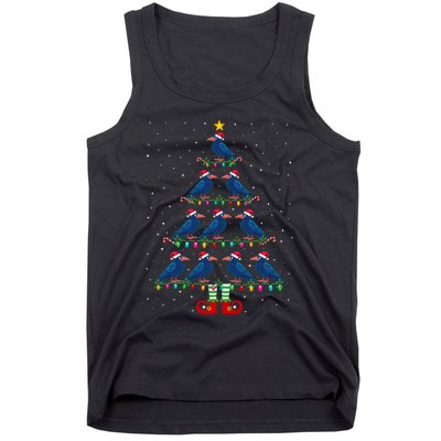 Christmas Tree Lights Santa Hat Elf Crow Xmas Tree Tank Top