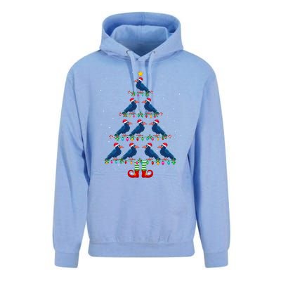 Christmas Tree Lights Santa Hat Elf Crow Xmas Tree Unisex Surf Hoodie