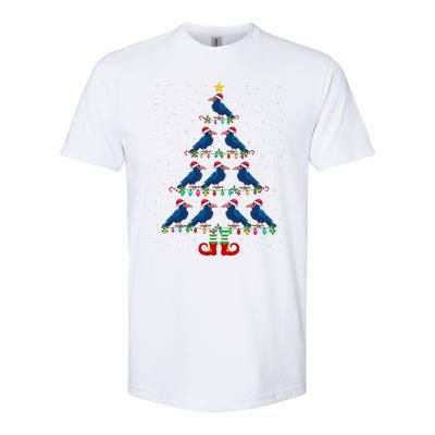 Christmas Tree Lights Santa Hat Elf Crow Xmas Tree Softstyle CVC T-Shirt