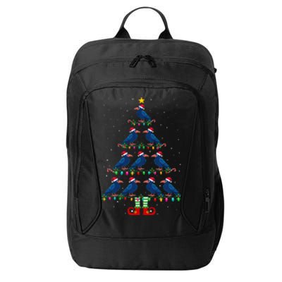 Christmas Tree Lights Santa Hat Elf Crow City Backpack