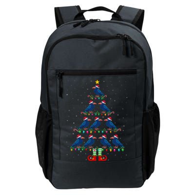 Christmas Tree Lights Santa Hat Elf Crow Daily Commute Backpack