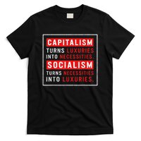 Capitalism Turns Luxuries Into Necessities Socialism Turns Necessities Into Luxuries T-Shirt