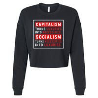 Capitalism Turns Luxuries Into Necessities Socialism Turns Necessities Into Luxuries Cropped Pullover Crew