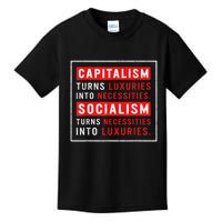 Capitalism Turns Luxuries Into Necessities Socialism Turns Necessities Into Luxuries Kids T-Shirt