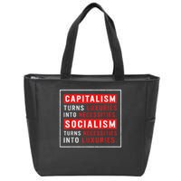 Capitalism Turns Luxuries Into Necessities Socialism Turns Necessities Into Luxuries Zip Tote Bag