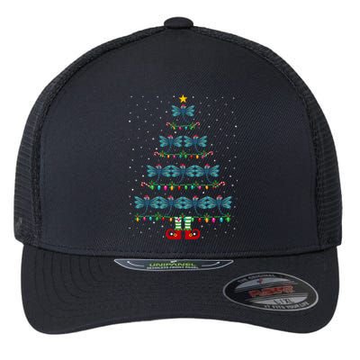 Christmas Tree Lights Santa Hat Elf Dragonfly Xmas Tree Great Gift Flexfit Unipanel Trucker Cap