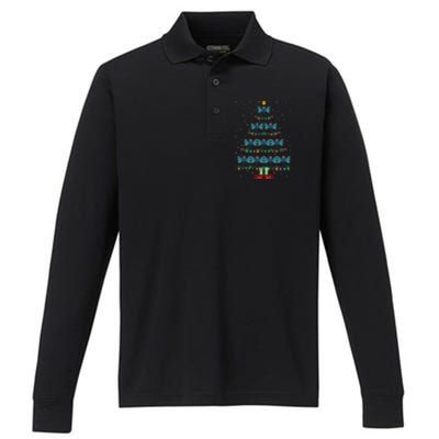 Christmas Tree Lights Santa Hat Elf Dragonfly Xmas Tree Great Gift Performance Long Sleeve Polo