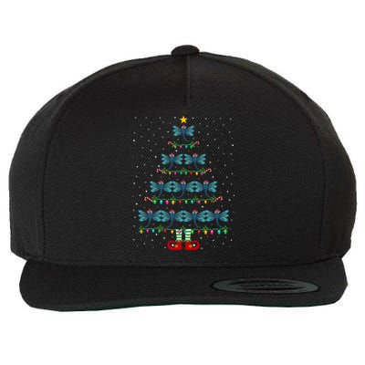 Christmas Tree Lights Santa Hat Elf Dragonfly Xmas Tree Great Gift Wool Snapback Cap