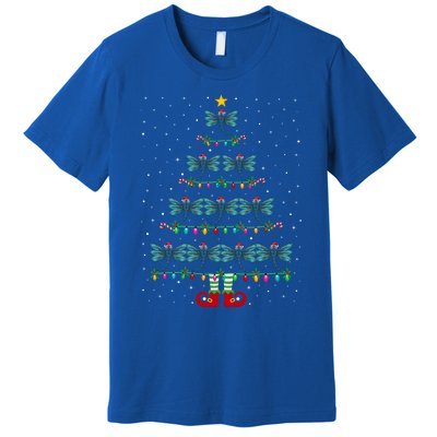 Christmas Tree Lights Santa Hat Elf Dragonfly Xmas Tree Great Gift Premium T-Shirt