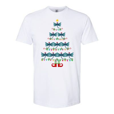 Christmas Tree Lights Santa Hat Elf Dragonfly Xmas Tree Great Gift Softstyle CVC T-Shirt