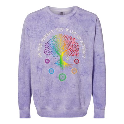 Chakra Tree Life Be the energy you want to attract Chakra Colorblast Crewneck Sweatshirt