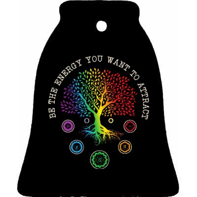 Chakra Tree Life Be the energy you want to attract Chakra Ceramic Bell Ornament