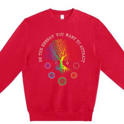 Chakra Tree Life Be the energy you want to attract Chakra Premium Crewneck Sweatshirt