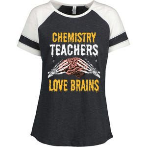 Chemistry Teachers Love Brains Funny Halloween Teacher Gift Enza Ladies Jersey Colorblock Tee