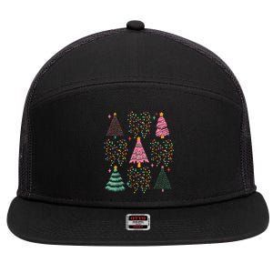 Christmas Tree Lights Coquette Bow Cute Gift 7 Panel Mesh Trucker Snapback Hat