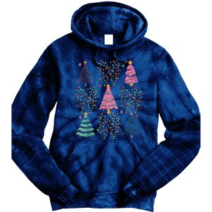 Christmas Tree Lights Coquette Bow Cute Gift Tie Dye Hoodie