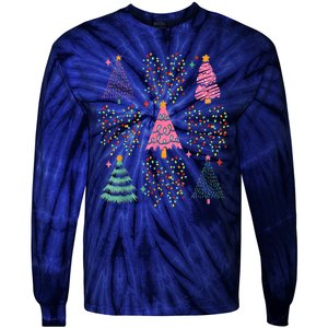 Christmas Tree Lights Coquette Bow Cute Gift Tie-Dye Long Sleeve Shirt