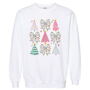 Christmas Tree Lights Coquette Bow Cute Gift Garment-Dyed Sweatshirt