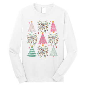 Christmas Tree Lights Coquette Bow Cute Gift Long Sleeve Shirt