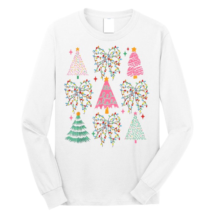 Christmas Tree Lights Coquette Bow Cute Gift Long Sleeve Shirt