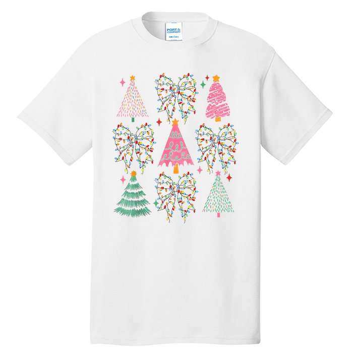 Christmas Tree Lights Coquette Bow Cute Gift Tall T-Shirt