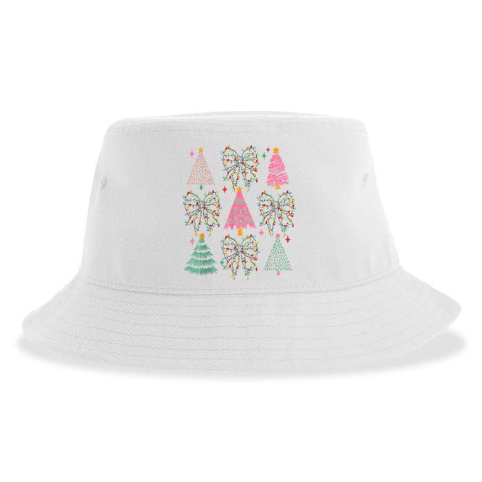 Christmas Tree Lights Coquette Bow Cute Gift Sustainable Bucket Hat