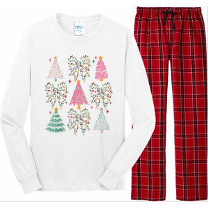 Christmas Tree Lights Coquette Bow Cute Gift Long Sleeve Pajama Set