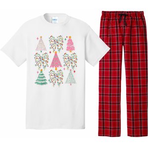 Christmas Tree Lights Coquette Bow Cute Gift Pajama Set