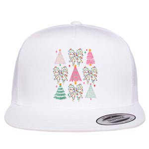 Christmas Tree Lights Coquette Bow Cute Gift Flat Bill Trucker Hat