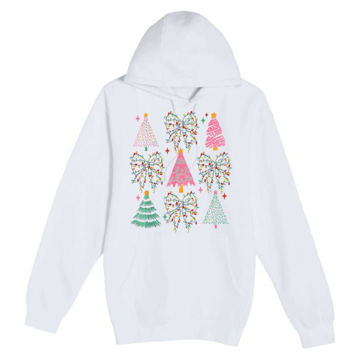 Christmas Tree Lights Coquette Bow Cute Gift Premium Pullover Hoodie