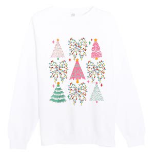 Christmas Tree Lights Coquette Bow Cute Gift Premium Crewneck Sweatshirt