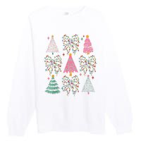 Christmas Tree Lights Coquette Bow Cute Gift Premium Crewneck Sweatshirt