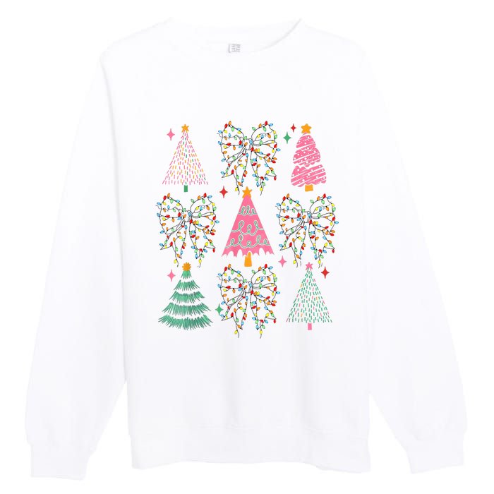 Christmas Tree Lights Coquette Bow Cute Gift Premium Crewneck Sweatshirt