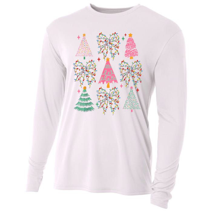 Christmas Tree Lights Coquette Bow Cute Gift Cooling Performance Long Sleeve Crew