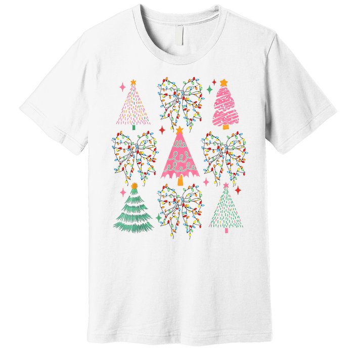 Christmas Tree Lights Coquette Bow Cute Gift Premium T-Shirt