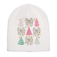 Christmas Tree Lights Coquette Bow Cute Gift Short Acrylic Beanie