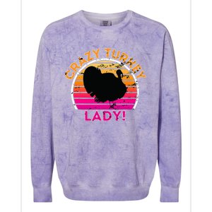 Crazy Turkey Lady Funny Retro Turkey Colorblast Crewneck Sweatshirt