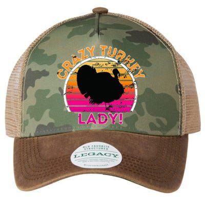 Crazy Turkey Lady Funny Retro Turkey Legacy Tie Dye Trucker Hat