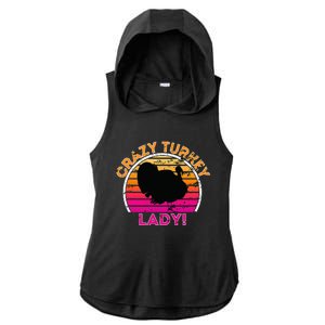 Crazy Turkey Lady Funny Retro Turkey Ladies PosiCharge Tri-Blend Wicking Draft Hoodie Tank