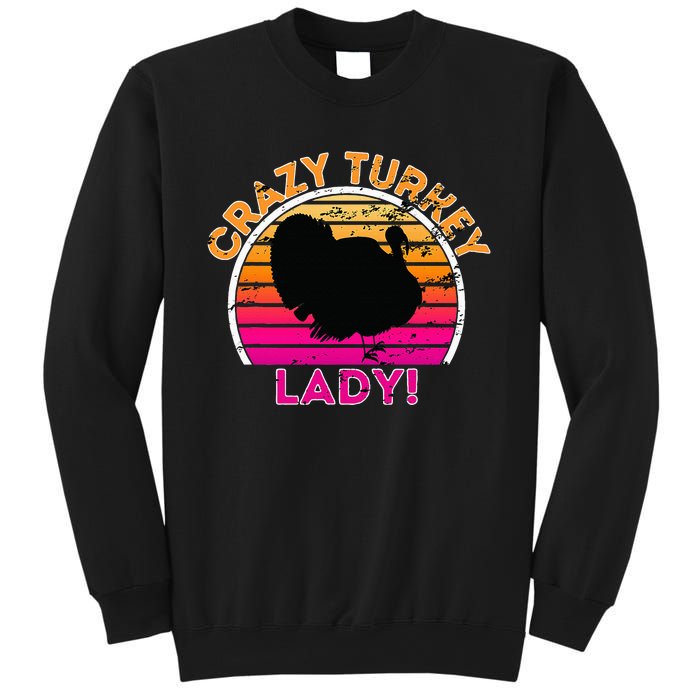 Crazy Turkey Lady Funny Retro Turkey Sweatshirt