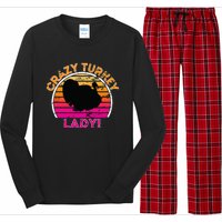 Crazy Turkey Lady Funny Retro Turkey Long Sleeve Pajama Set