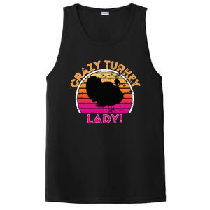 Crazy Turkey Lady Funny Retro Turkey PosiCharge Competitor Tank