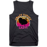 Crazy Turkey Lady Funny Retro Turkey Tank Top