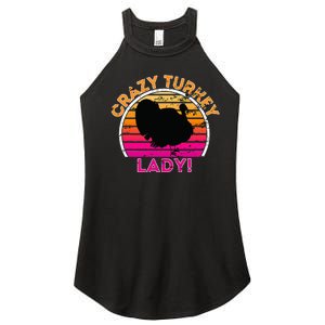 Crazy Turkey Lady Funny Retro Turkey Women's Perfect Tri Rocker Tank