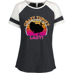 Crazy Turkey Lady Funny Retro Turkey Enza Ladies Jersey Colorblock Tee