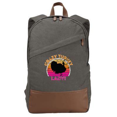 Crazy Turkey Lady Funny Retro Turkey Cotton Canvas Backpack