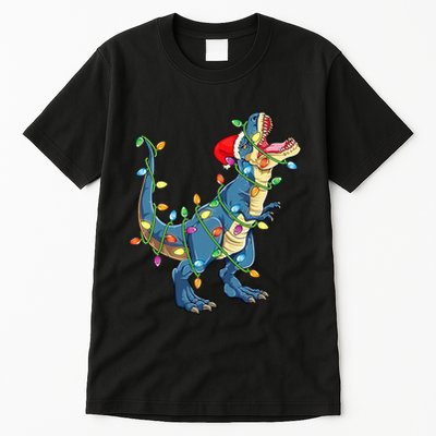 Christmas Tree Lights Funny T Rex Tall T-Shirt