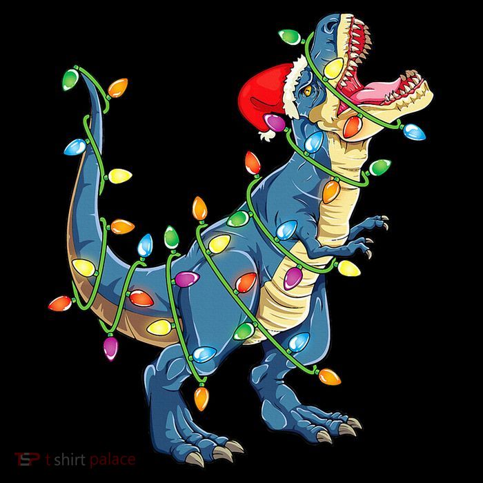 Christmas Tree Lights Funny T Rex Tall T-Shirt
